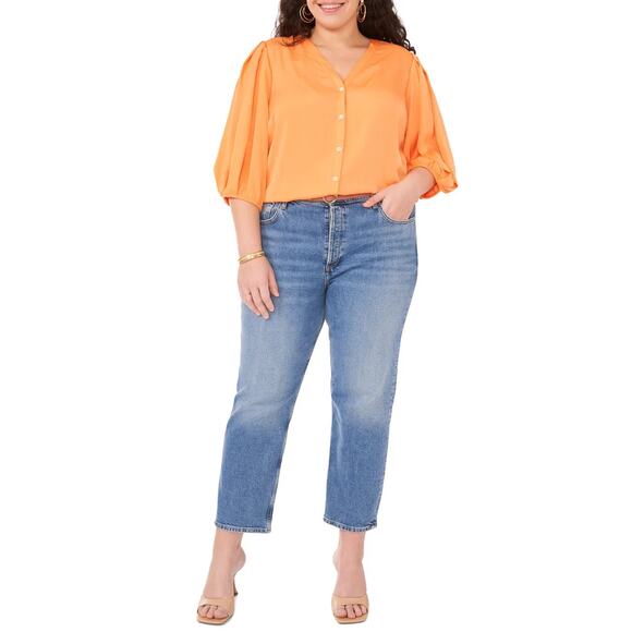 Vince Camuto Women’s 3/4 Sleeve Blouse in Orange Fizz Size 3X NWT - Picture 1 of 5
